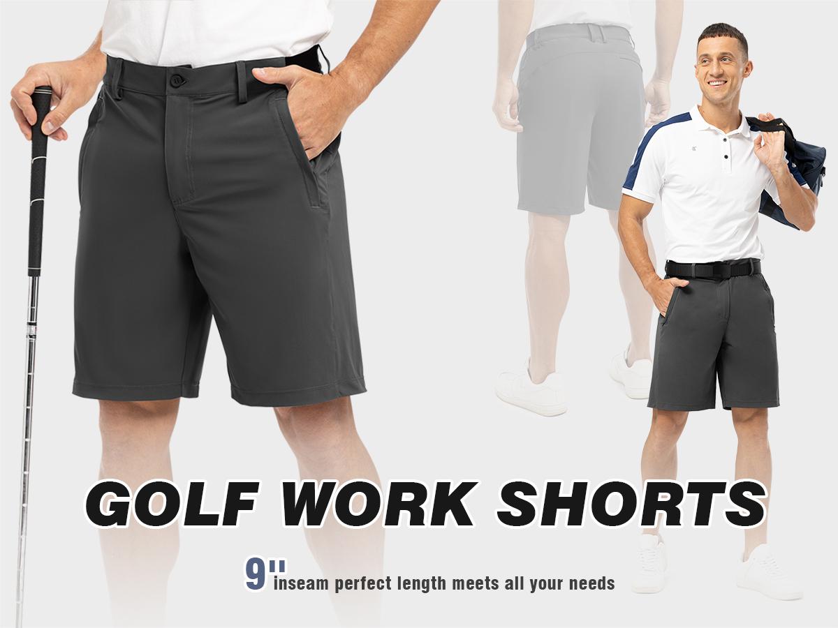 GOPUNE Men's Fashion 【Plus Size,32-52】 9'' Golf Work Shorts Stretch Waistband Quick-Dry Fit Hiking Casual Business Dress Athletic Mens  Lightweight Pants 3 Pockets #SpringFresh