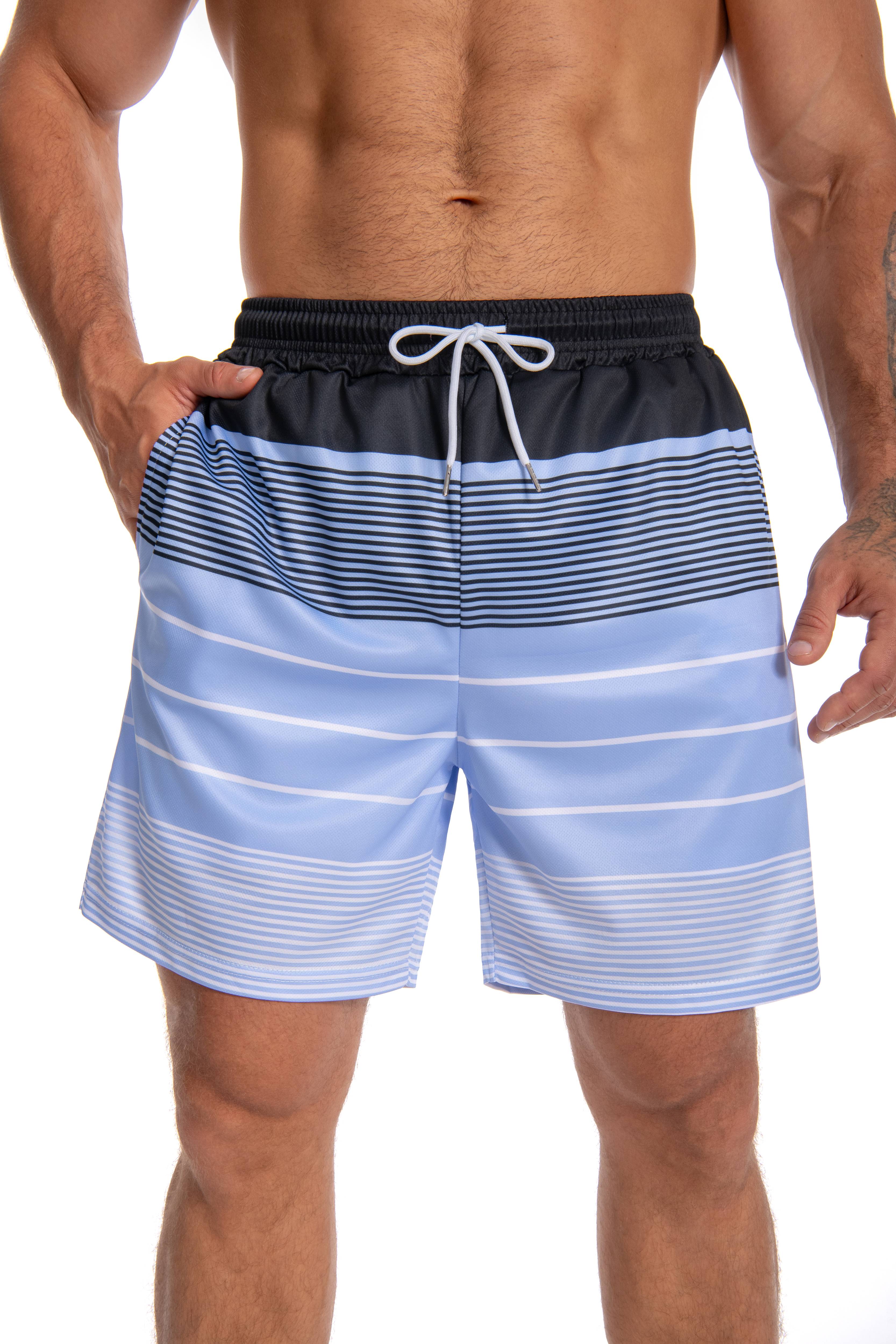 JUNBAOSS Mens Swim Trunks with Compression Stretch Beach Shorts Quick Dry with Pockets No-Chafing Board Shorts, Breathable Fit Hawaii Beach Shorts Swimwear Bathing Suits