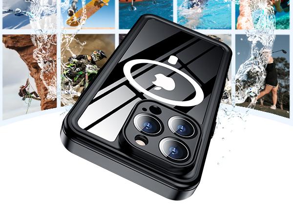 [3-in-1] Temdan Phone Case|Built in Screen Protector|Camera Lens Protector for iPhone 17/16/15/14 Pro Max/Pro/Plus/Air Case Waterproof, Shockproof, Magnetic Charging,Swimming, Snorkeling, Hiking, Riding, Boating, SummerBeach