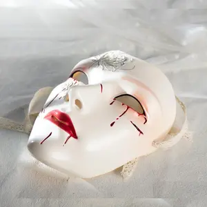 Technological Sense Masks Cyberpunk Mask Masquerade Cosplay Party Costume Props Retro Floral Drop Blood Face Hand Drawing Mask