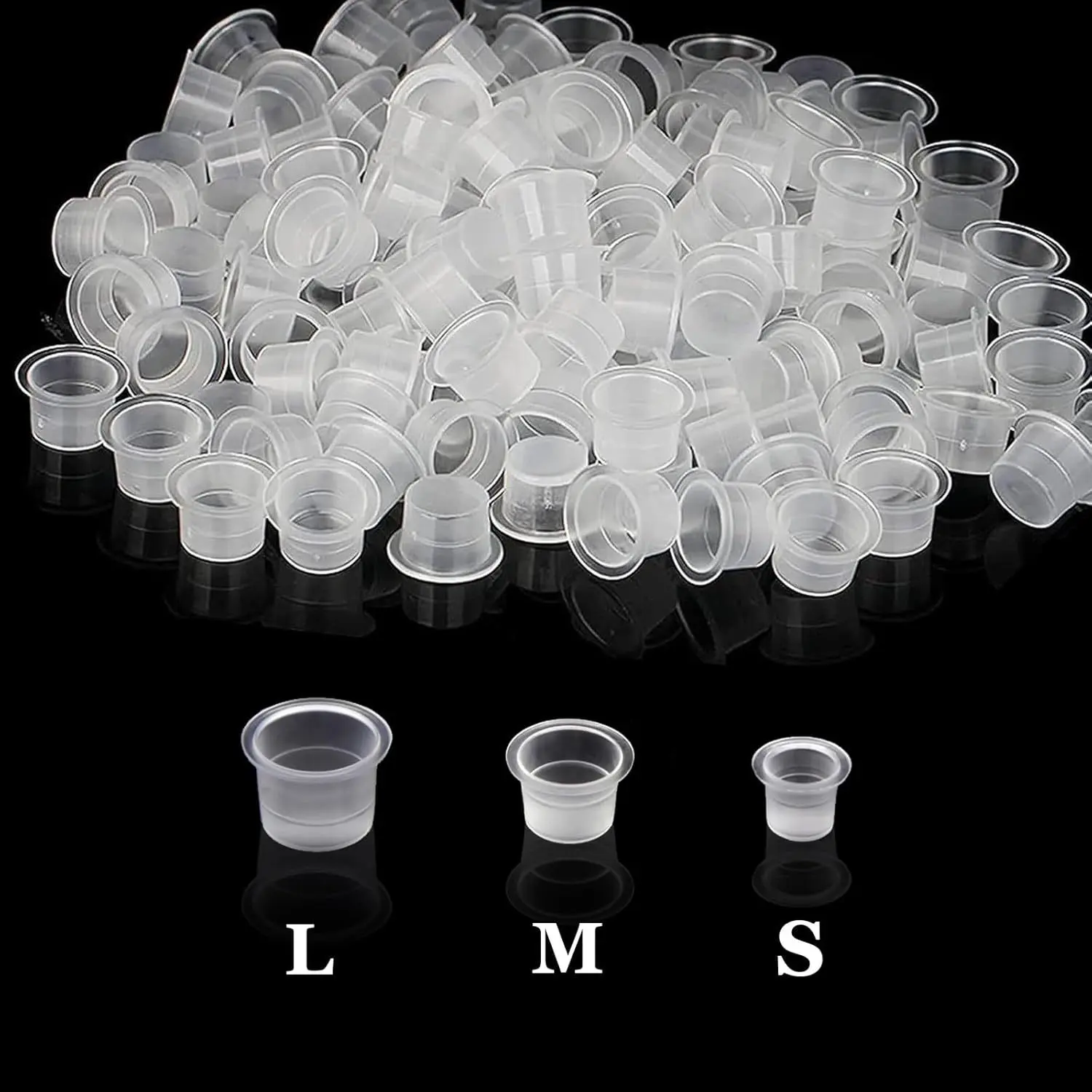 Tattoo Ink Caps, Urknall 300pcs Ink Cups Pigment Caps Disposable Cups for Tattooing Mixed Szie 100pcs#S 100pcs#M 100pcs#L for Tattoo Ink Supplies