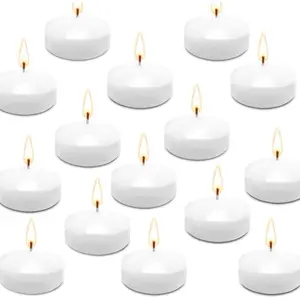 50 Pack Floating Candles, 2'' White Unscented Dripless Wax Burning Candles, for Cylinder Vases, Weddings, Party and Holiday