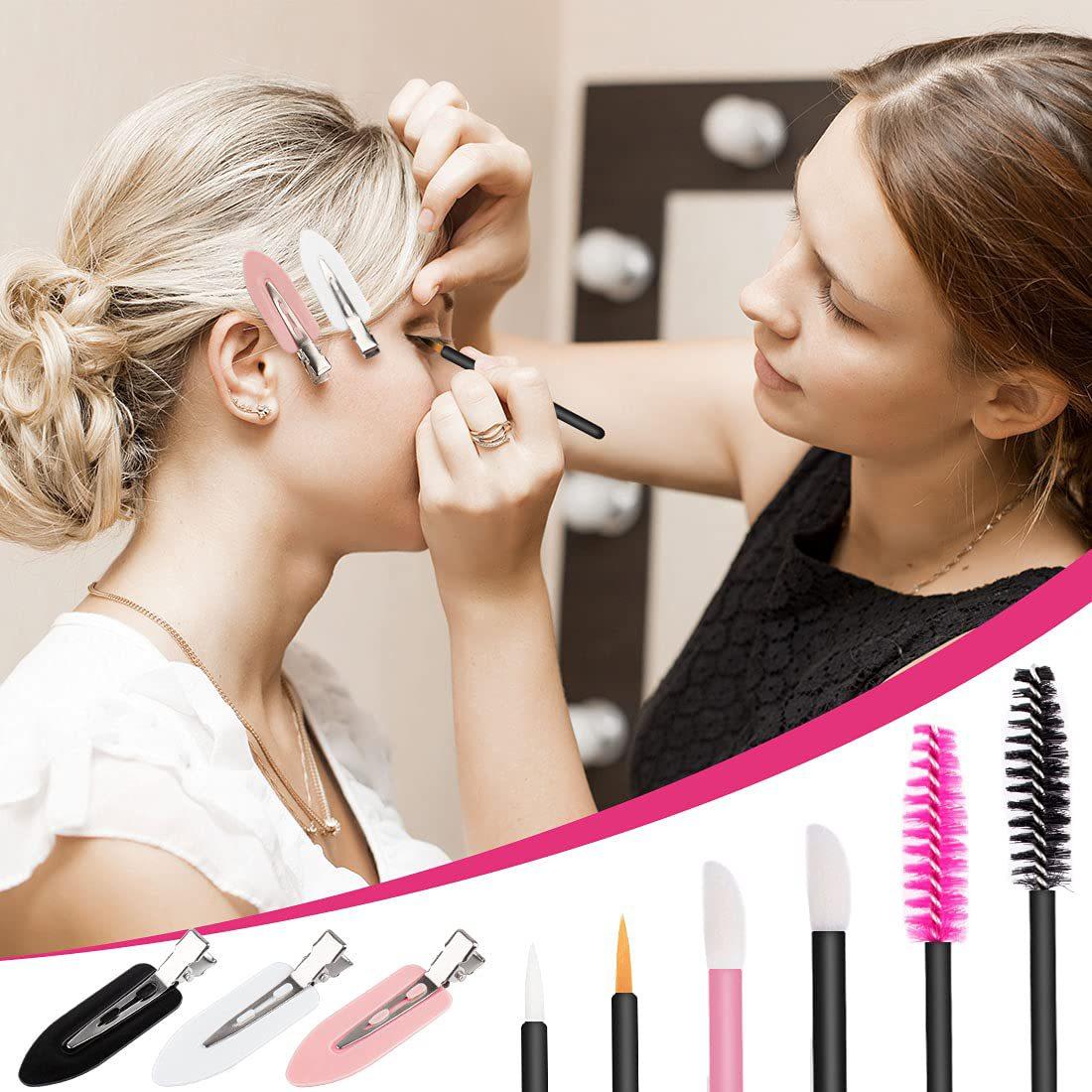 300-Piece Disposable Makeup Brush Set, Includes Eyelash Curler, Lip Brush, Eye Shadow Sponge, Travel-Friendly Storage Box Included