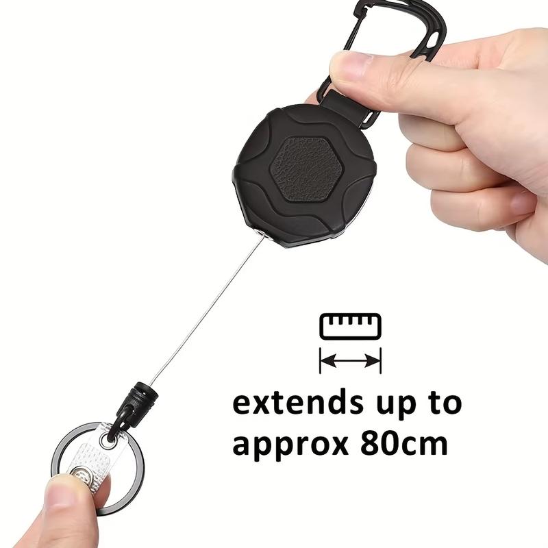 Retractable Badge Reel Keychain with Tactical ID Tag, Steel Extending Cord, Durable Metal Construction, Ideal for Security Use