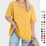 Tankaneo  Women's Plus Size V Neck T Shirts Summer Half Sleeve Tees Casual Loose Fit Cotton Tunic Tops