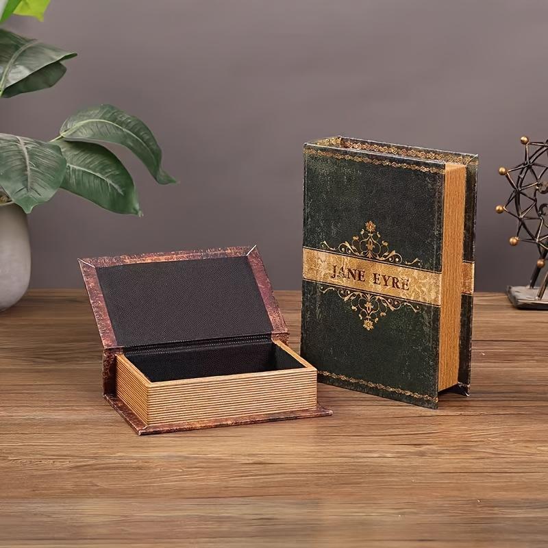 Vintage Wooden and Leather Handmade Replica Books Set, Retro Decorative Items, Storage Box, Hotel Office Desk Decoration, Christmas Gift