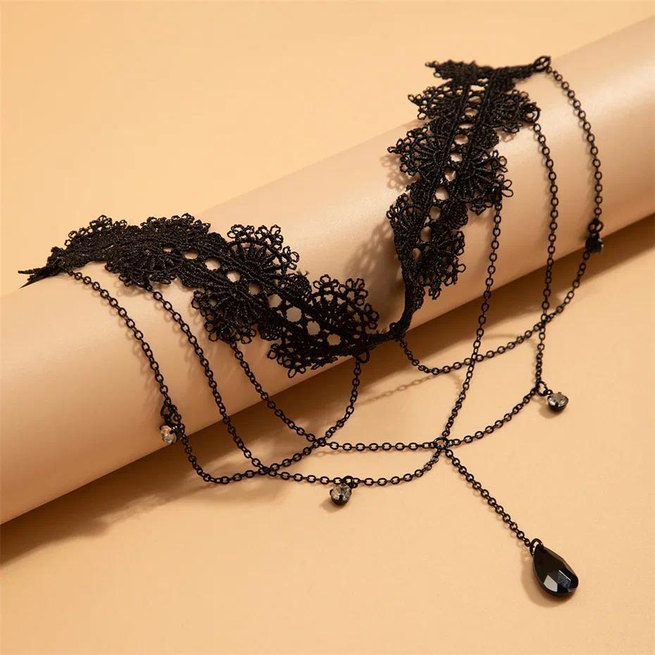 Boho Elastic Band Black Lace Leg Thigh Chain for Women Bikini Summer Festival Party Body Jewelry Wed Accessories Gift