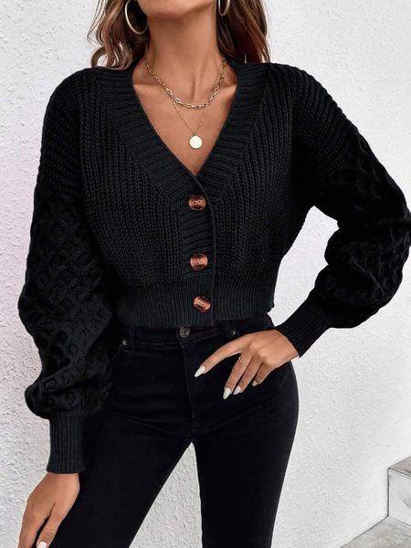Women's Knitted Cardigan for Fall Winter, Long Sleeve V Neck Cozy Sweater, Vintage Twisted Design, Casual Chic Layering Top, Casual Fashion Knitwear