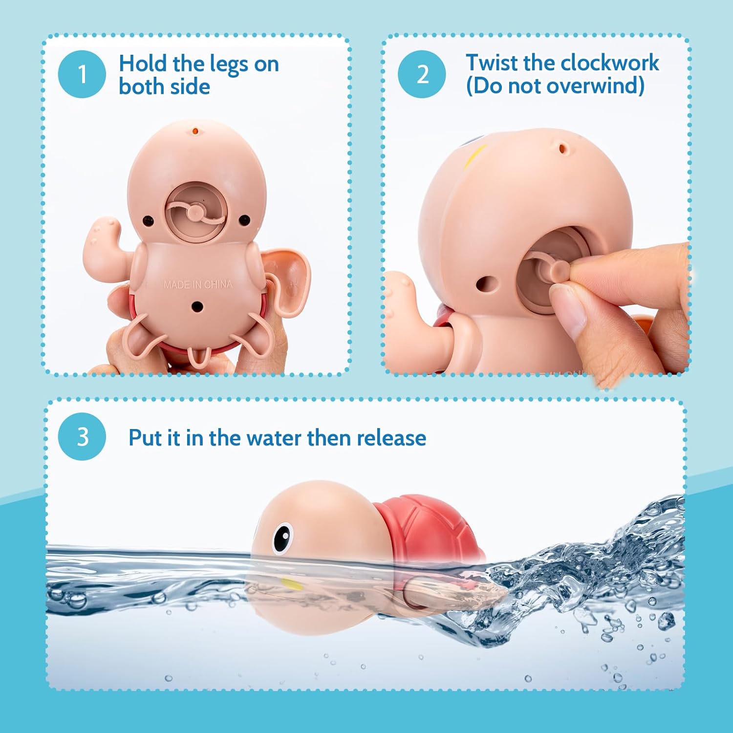 2 Pack Swimming Baby Bath Toys, Water Pool Floating Wind Up Toys