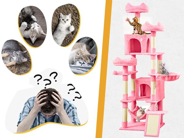 DWVO Tall Cat Tree for Indoor Cats, 75 inch Multi-Level Cat Tower with Cat Condos, Top Perches, Sisal Ramp Scratching Posts, Cozy Basket,Hammocks, Large Cat Pet Activity Structure