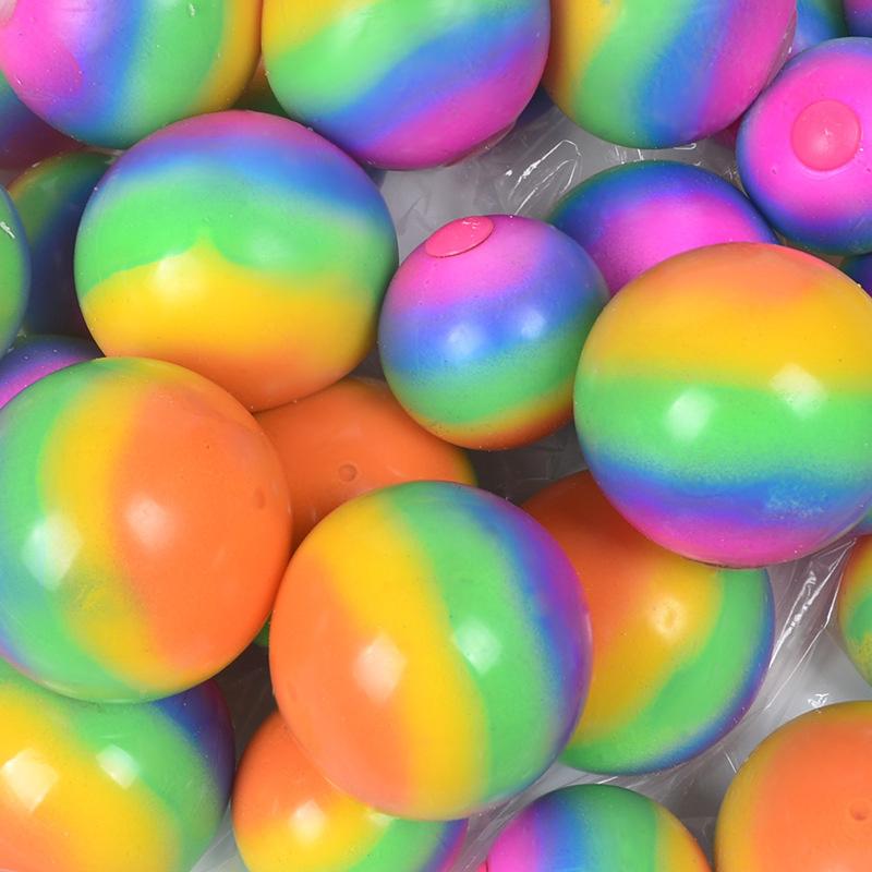 Gradient Rainbow Pinch Pink Ball Stress Relief Ball Toy Squeezing Slow Rebound Jump Ball Children's Finger Training Toy Ball
