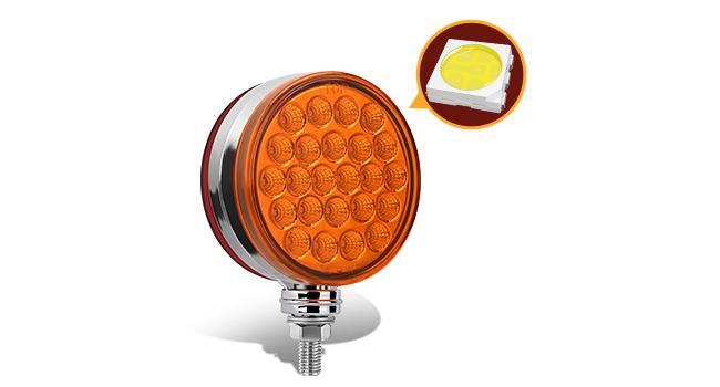Nilight Round Double Face Fender Pedestal Light 2PCS 48LED Amber Red Brake Turn Marker Tail Light w/Stud Mount for Mack Kenworth Freightliner Truck Trailer Towing light bar  dealsforyoudays