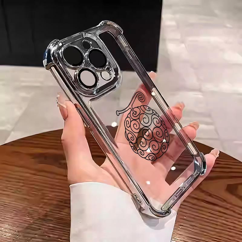 One Piece Luffy Shanks Pattern Aesthetic Electroplated TPU Casing For iphone 16 15 14 13 12 11 X XS PRO PLUS MAX Four Corners Anti-Fall Transparent Soft Silicone Gift Shockproof Protection Anti-Drop Protective Protector Phone Cases Shell Cover