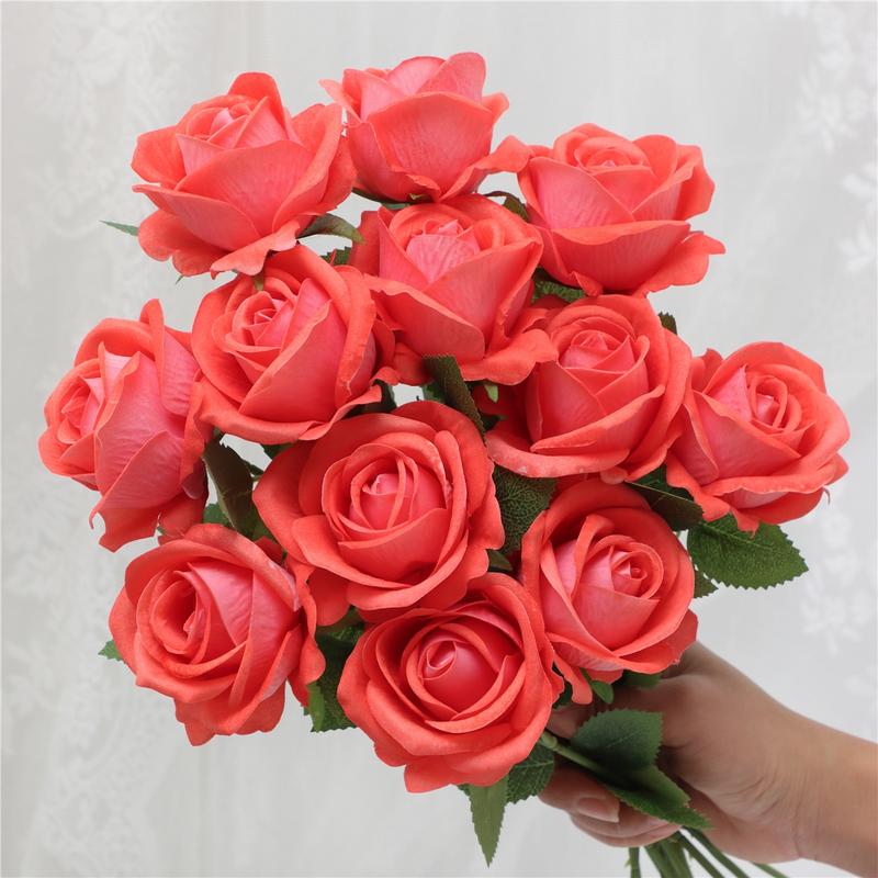 12pcs Artificial Rose Flowers, Wedding Decoration, Living Room Arrangement, Christmas Valentine's Day Birthday Party Decorations