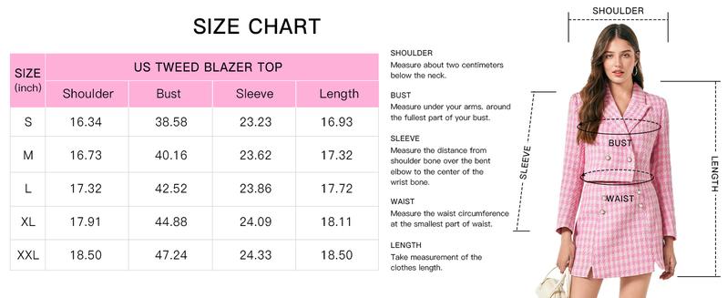 Danedvi Womens Cropped Tweed Blazer Sets 2 Piece Outfits and Mini Skirt Sets Business Casual Suits