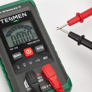 TESMEN TM-510 Digital Multimeter, 4000 Counts, Smart Measurement, Auto-Ranging Voltmeter; Non-Contact Voltage test, Measures AC/DC Voltage, Resistance, Continuity – Green