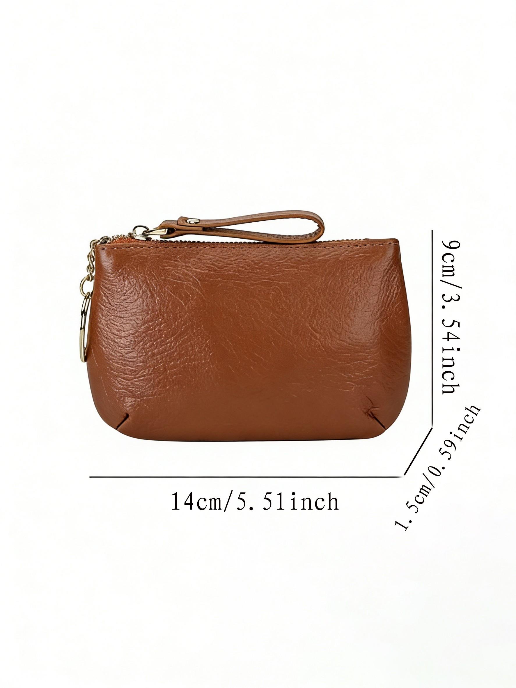 Women's Leather Coin Purse Keychain Wristlet Wallet, Zipper Closure Design, Multiple Colors Available, Keychain Included, Ideal Gift for Women