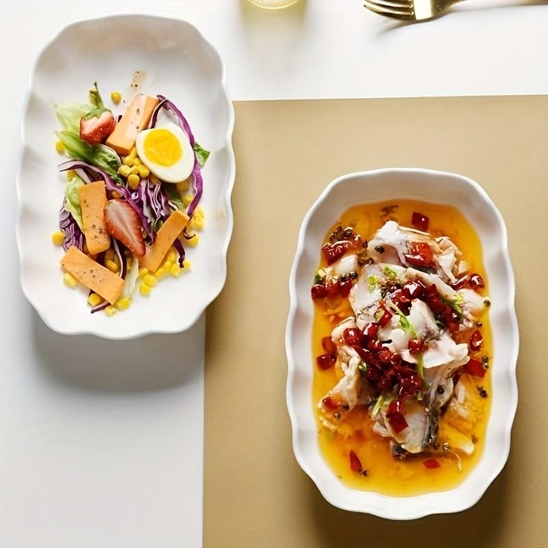 Elegant Ceramic Serving Platter, Rectangular Plate for Pasta, Dessert, Cheese & Charcuterie, Perfect for Holiday Table Decor