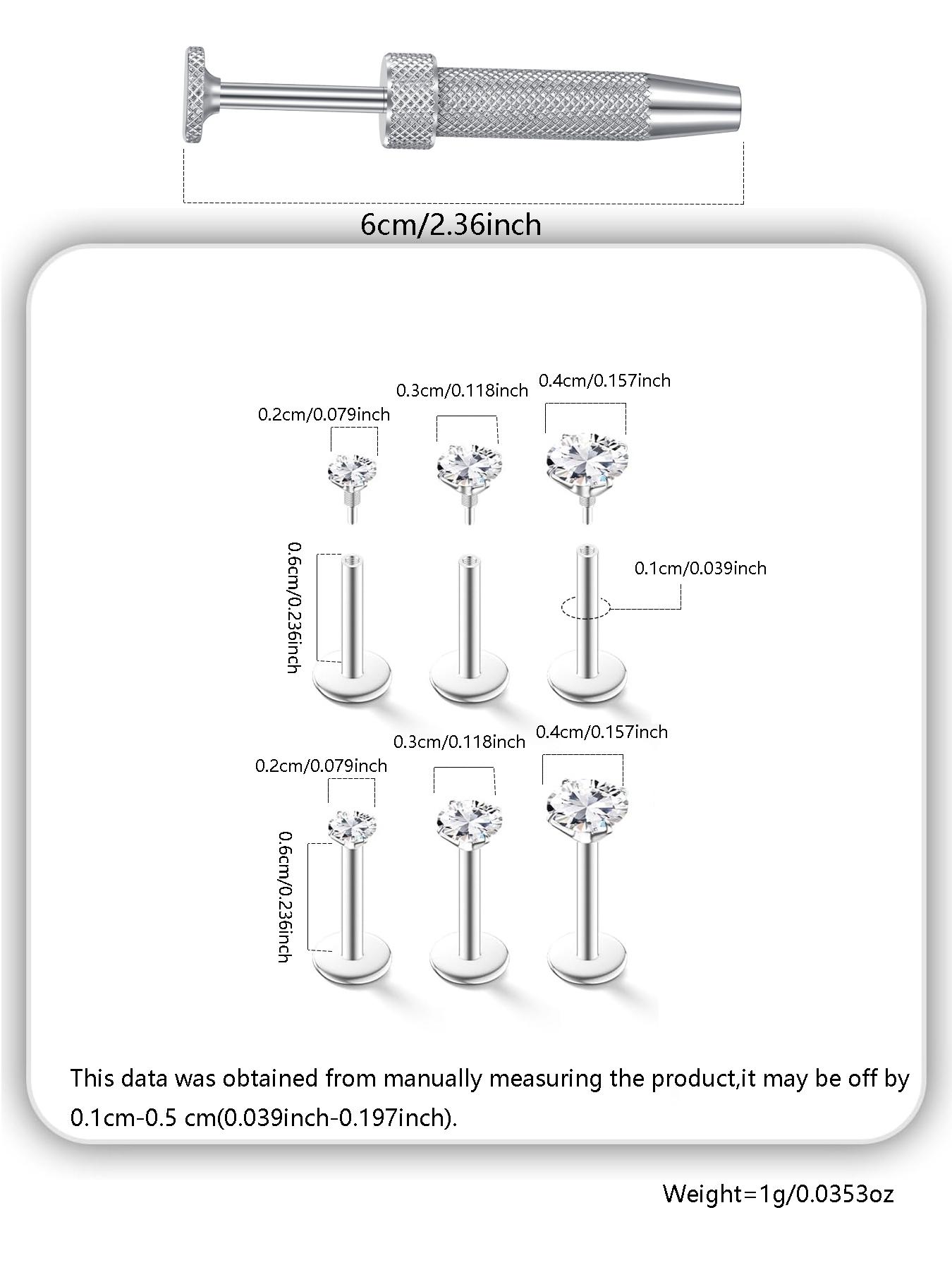 Hypoallergenic 18g Flat Back Stud Earrings Set, Body Jewelry, Surgical Steel Internal Thread Design for Tragus Helix Cartilage Conch Nose Piercings Hypoallergenic 18g Flat Back Stud Earrings Set, Body Jewelry, Surgical Steel Internal Thread Design for Tragus Helix Cartilage Conch Nose Piercings