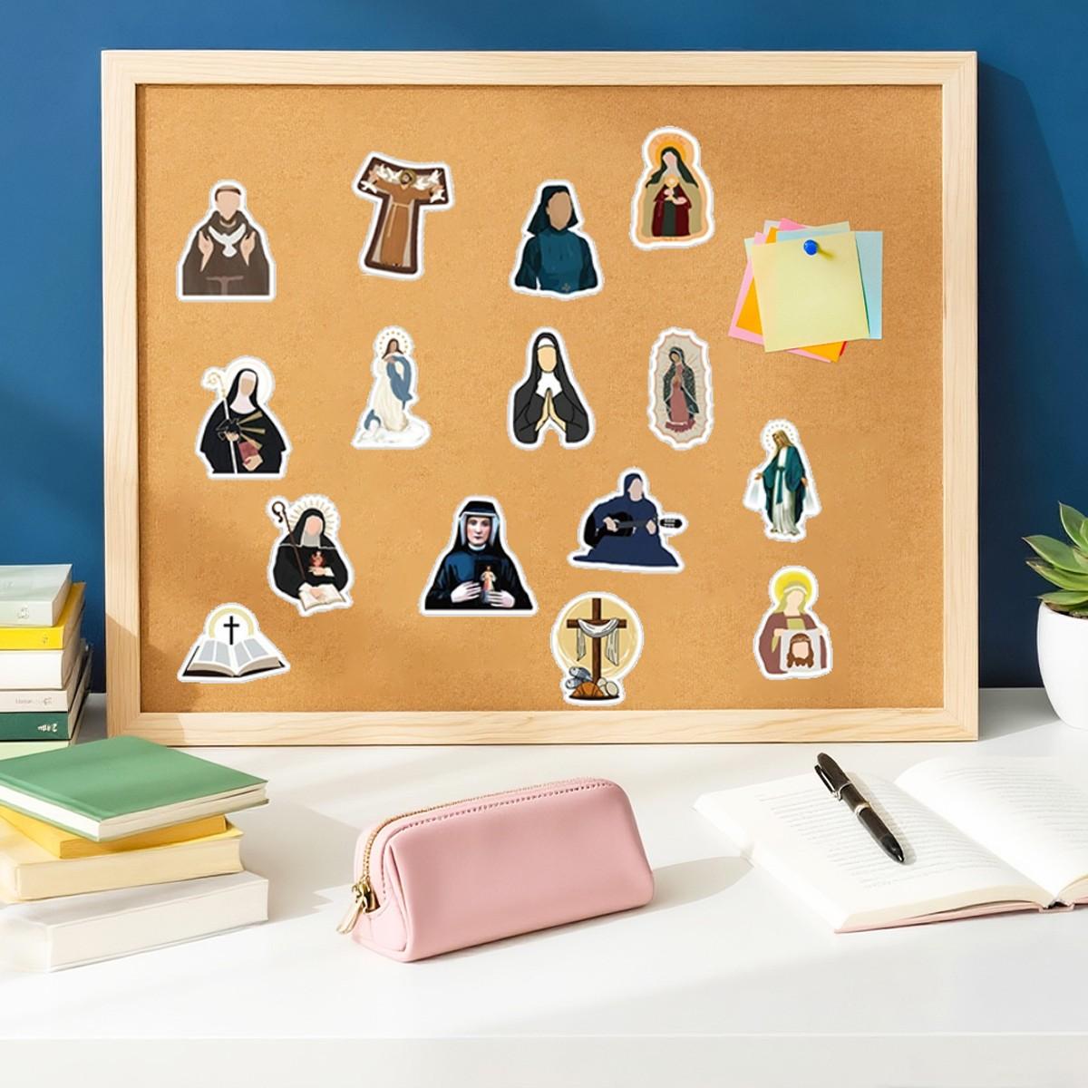 1Pc 50PCS Vintage Monk Stickers Aesthetic Religious Art Vinyl Waterproof Decals Funny Unique Graffiti Sticker Pack for Laptop Water Bottle Phone Case Skateboard Helmet Scrapbook DIY Decor Gift Spring Summer Party Supplies