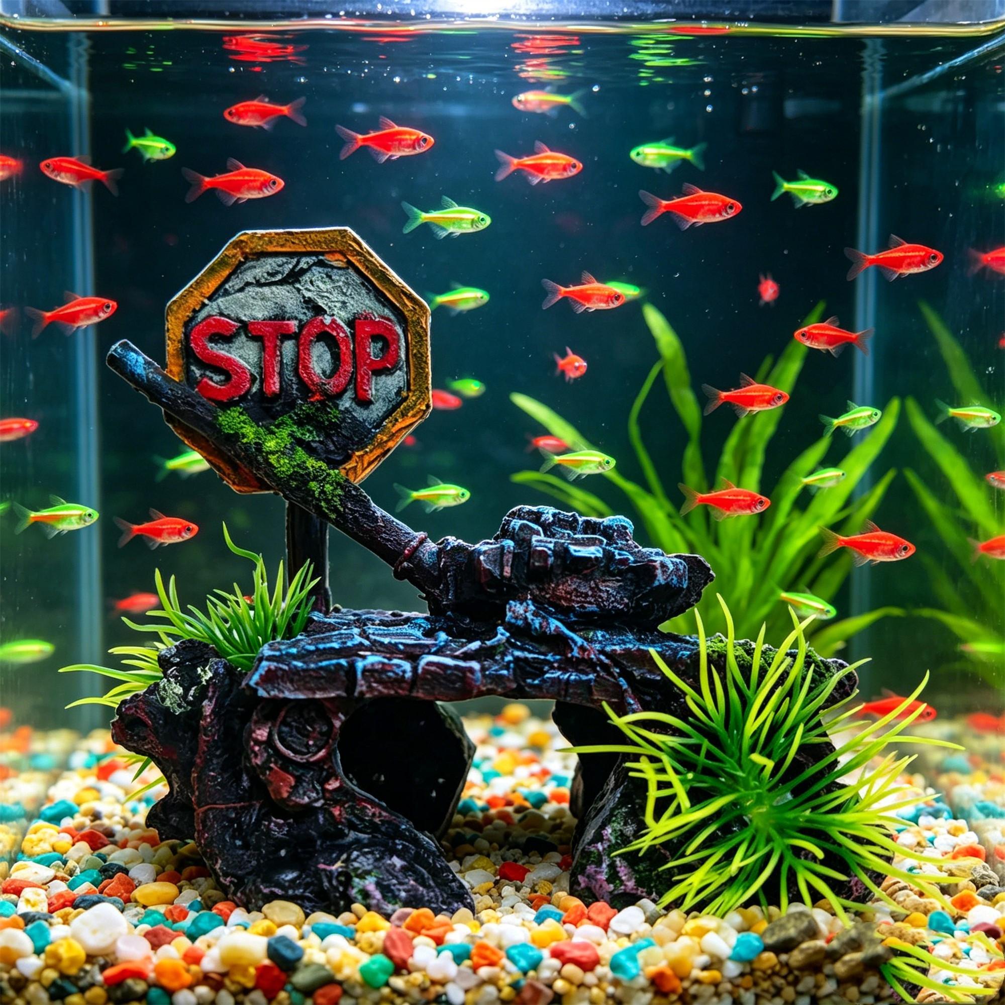 Realistic Tank Aquarium Decoration, Fish and Shrimp Hideout, Breeding Cave Box, Durable Habitat Accessory, Stop War Design