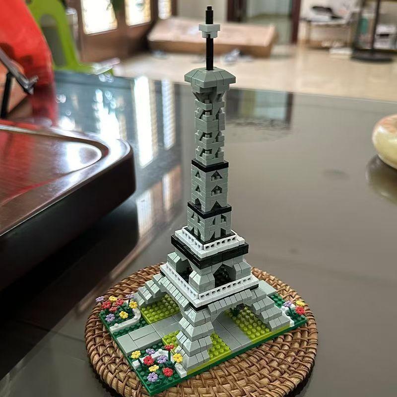 New Famous Buildings Series Paris Eiffel Tower Building Block Assembly Model Kit, Collectible Display Decoration, Holiday Birthday Gift