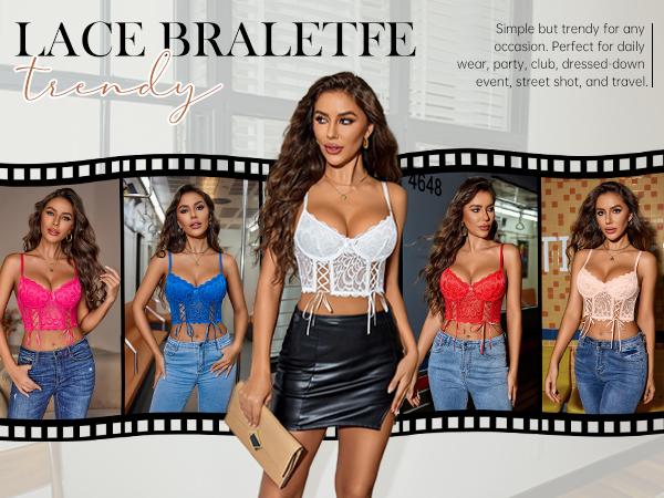 Avidlove Womens Lace Bralette Underwire Corset Tops Camisoles Bustier Crop Tops
