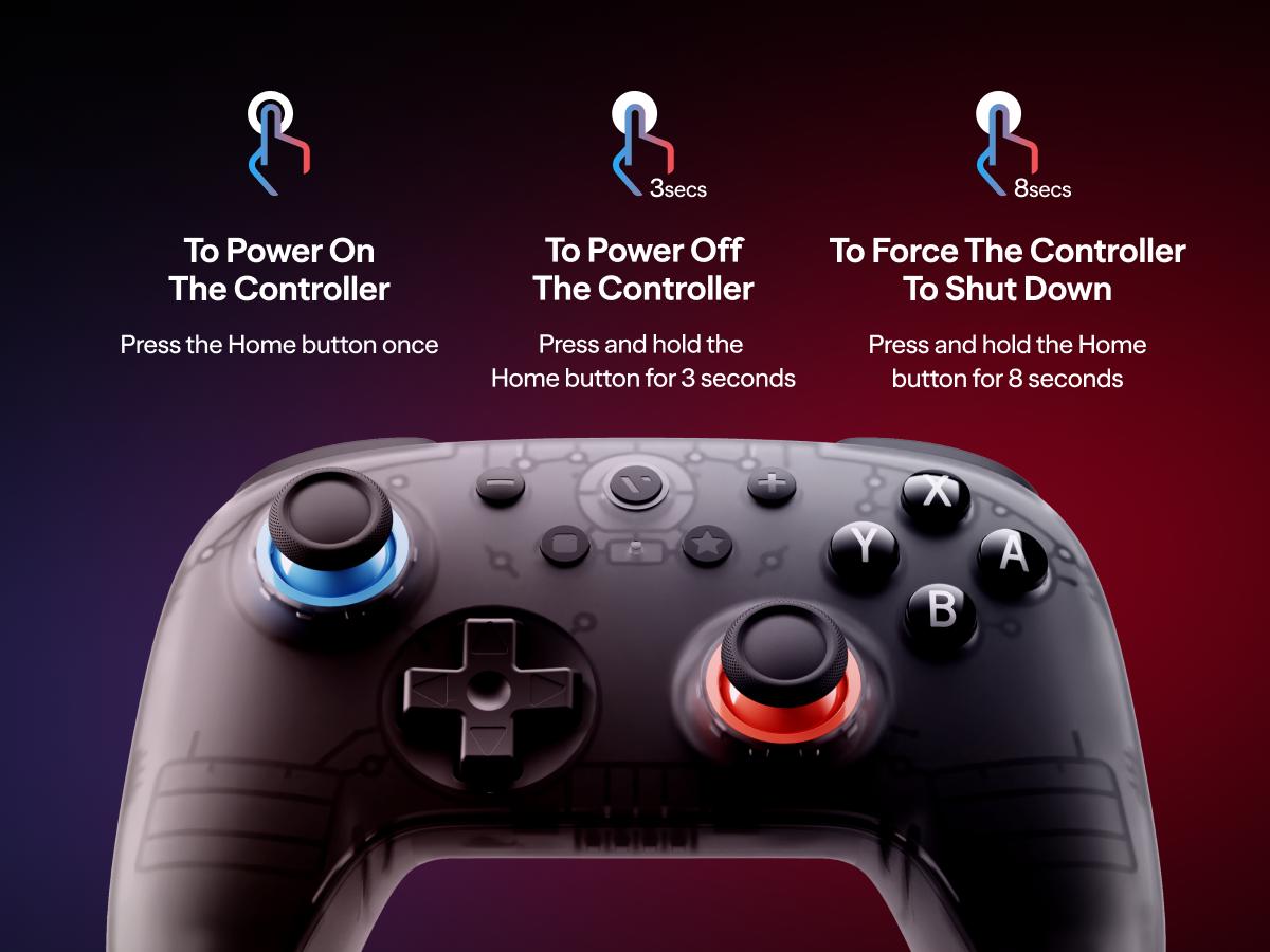 VITURE × 8BitDo Ultimate 2C Bluetooth Gaming Controller for Switch & Switch 2 | 6-Axis Motion Control | Hall Effect Joysticks | Rumble Vibration | Turbo Function | Wake on Shake | Smoky Translucent