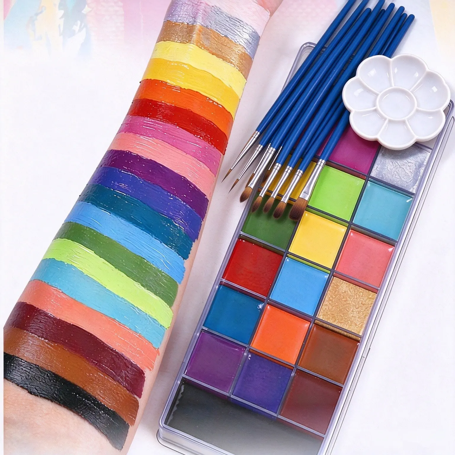 New 20 Color Body Art Kit, Water-Soluble Face and Body Paint Set, Easy Application and Removal, Perfect for Stage, Cosplay, Parties, Festivals
