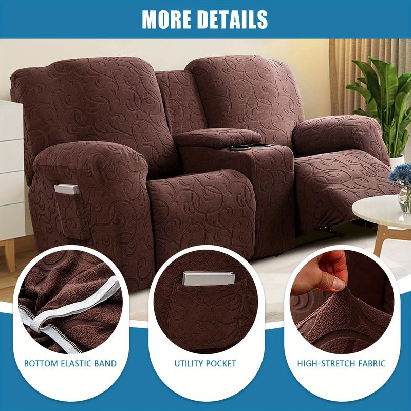 Recliner Loveseat Cover with Center Console, 2 Seater Jacquard Recliner Slipcover with Pockets, Washable Removable Cushions Protector #TikTokShopHolidayHaul