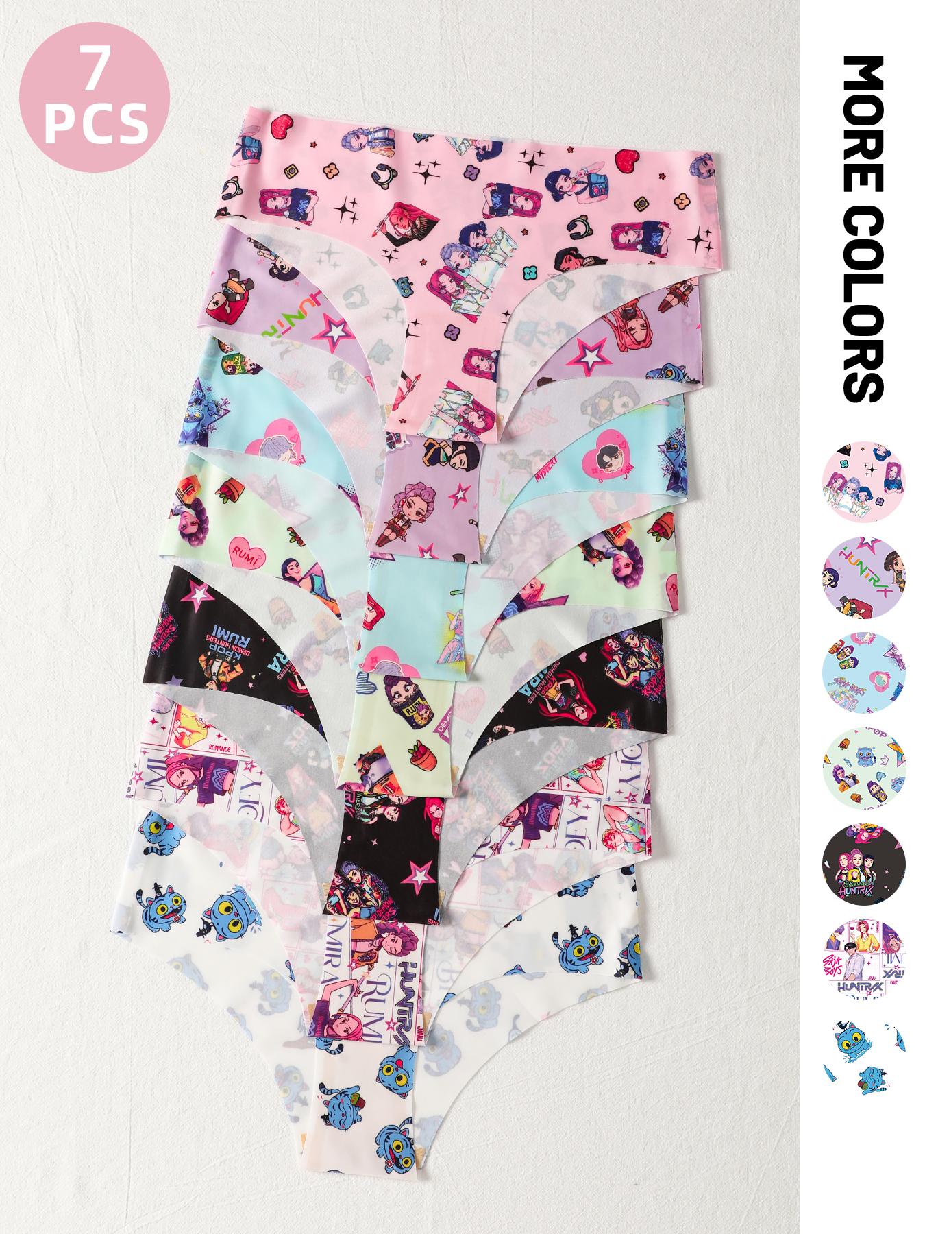 K-Pop Demon Hunter Halloween Cute & Simple Morandi Solid Color Seamless Ice Silk Triangle Underwear, Low-Waist Elastic Thin Women's Panties