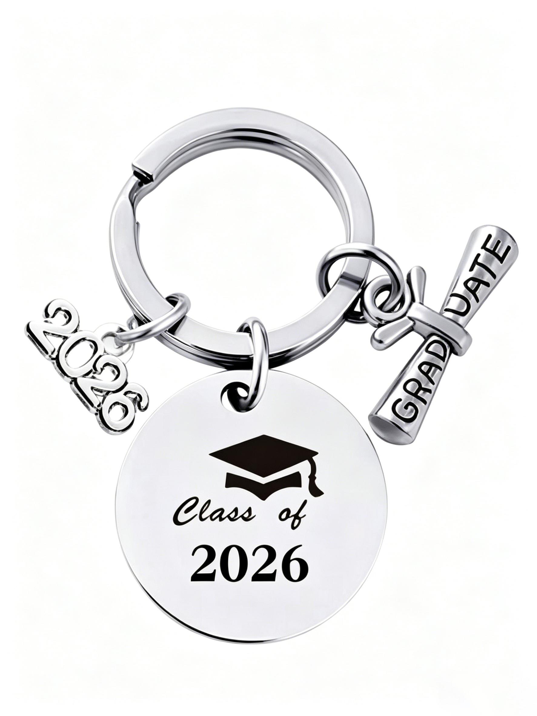 Graduation Gift Stainless Steel Keychain, Customizable Metal Keychain, Backpack Charm, Car Key Holder, Memorial Souvenir, Youth Memory Pendant