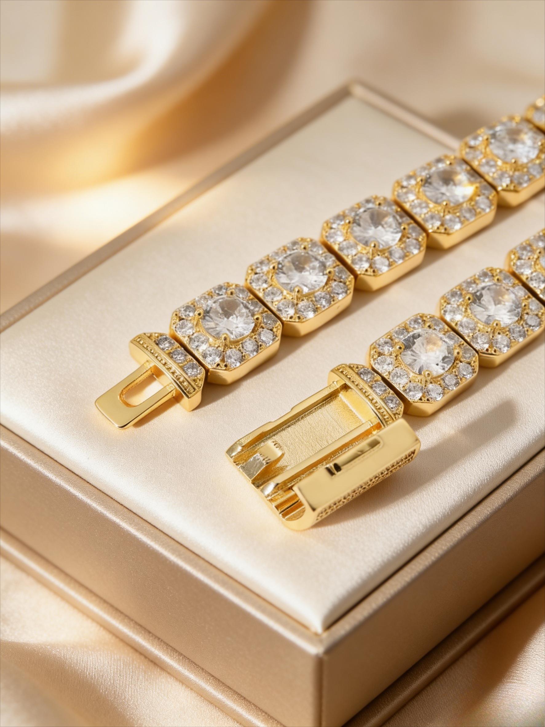 Jewelry set, European and American hip-hop full diamond bracelet, men's trendy brand diamond-encrusted zircon Cuban chain bracelet ins Internet celebrity niche design sense, high sense, light luxury and versatile couple jewelry