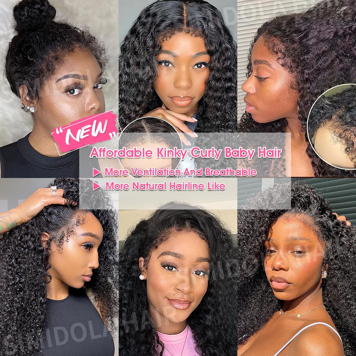 Simidola 4C Edges Hairline 13x6 Frontal HD Lace 200% Density Human Hair Front Lace Wig With Kinky Curly Baby Hair Realistic Hairline