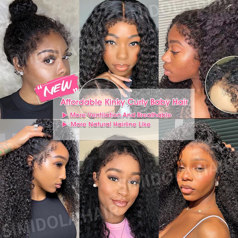 Simidola 4C Edges Hairline 13x6 Frontal HD Lace 200% Density Human Hair Front Lace Wig With Kinky Curly Baby Hair Realistic Hairline
