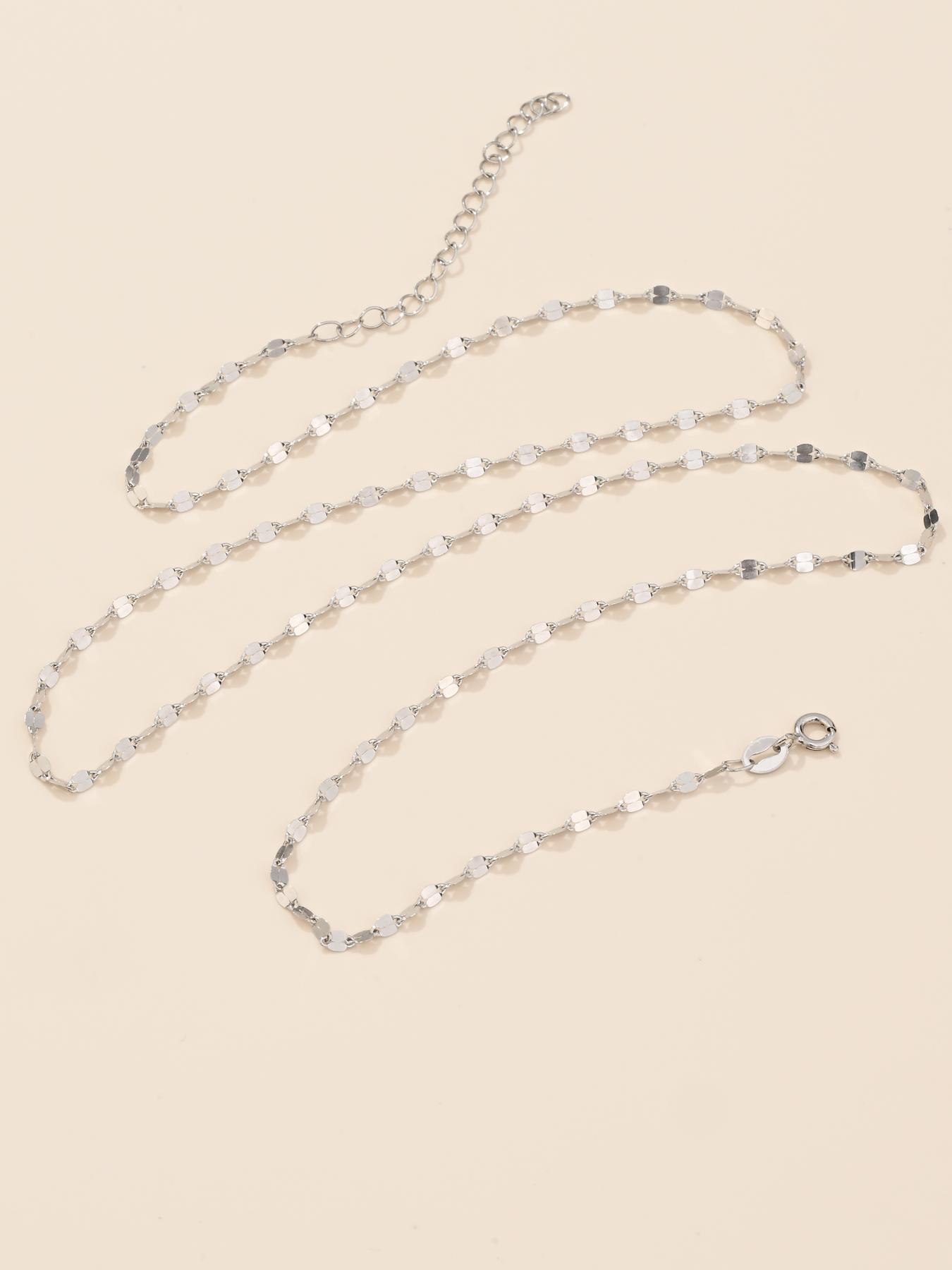 S999 Sterling Silver Minimalist Chain Necklace Exquisite Trendy Pendant for Women & Girls, Fashion Jewelry for Party, Daily Clothing Decor, Trendy All-match & Exquisite Jewelry for Birthday Gift