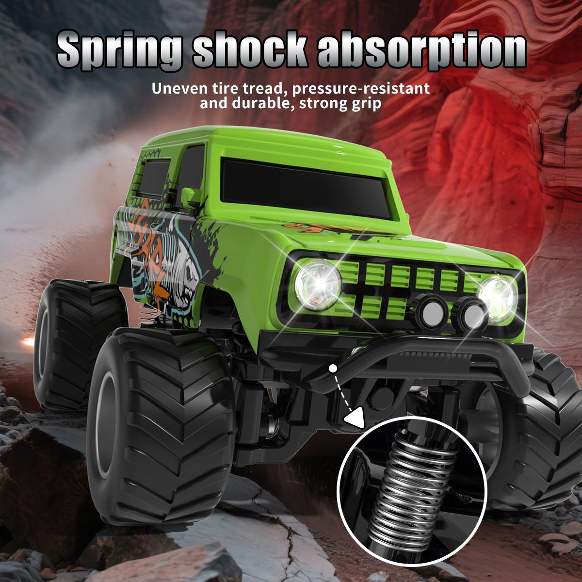 Mini Remote Control Car All-Terrain Climbing, Automatic Demonstration Mode, Spring Shock Absorption, 2.4g Interference-Free, LED Lights, Speed Gears, Remote Controlled Car