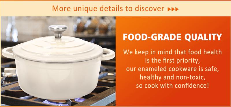 Elf Grill 7-Pc Enameled Cast Iron Set - 2 Dutch Ovens, Skillet & Pan with 3 Lids, Ceramic Nonstick, PFOA-Free, Gas/Induction/Oven Safe to 500°F, Cream White for Baking & Casseroles, Modern Kitchenware - Pots