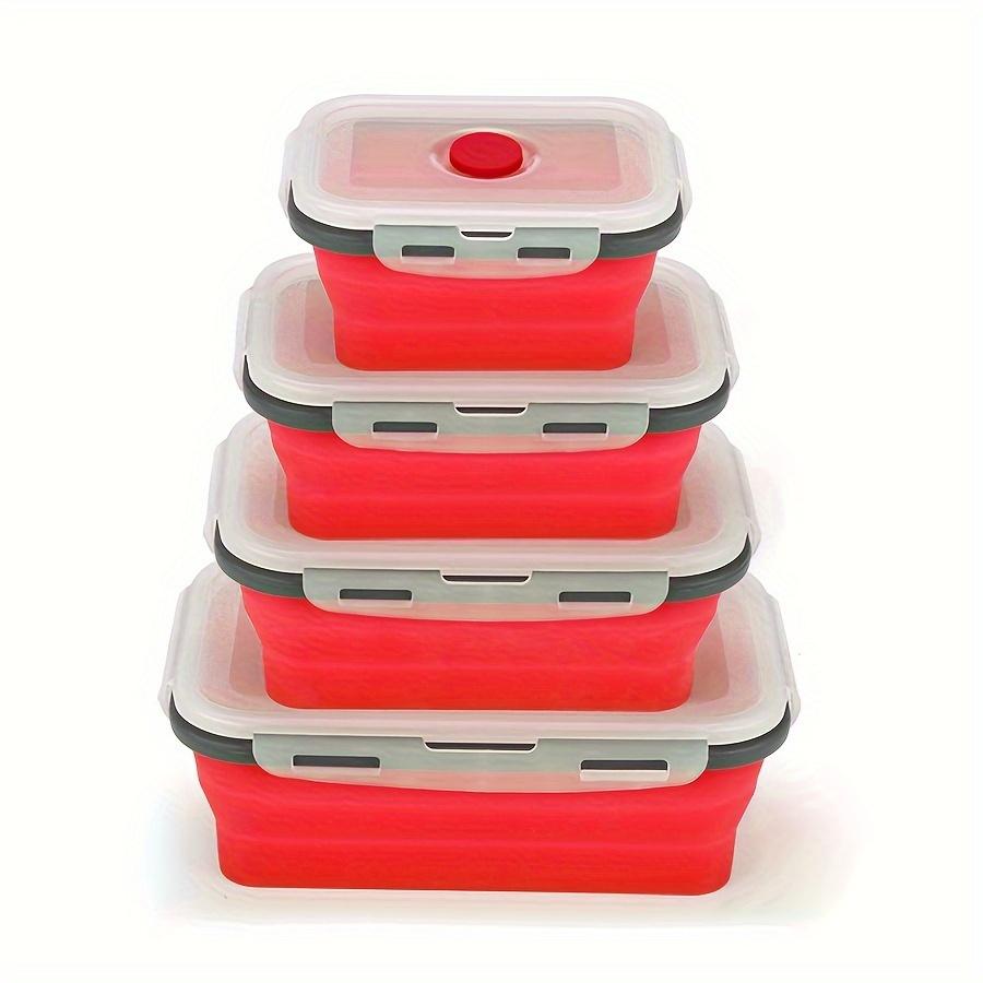 Silicone Collapsible Lunch Box Set, Space-Saving Design with Lids, Portable & Multi-size Containers for School, Office, & Travel