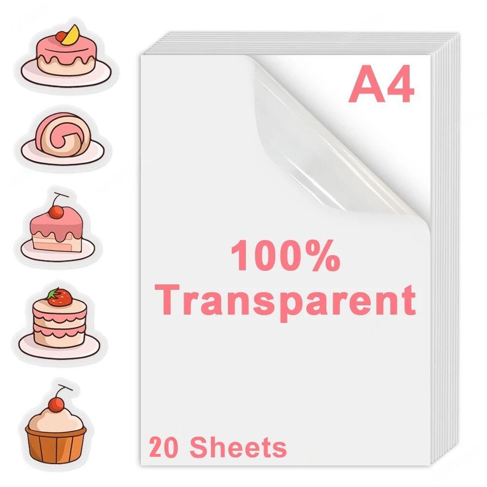 10/20 sheets Transparent Sticker Paper, Clear A4 Non Waterproof Label Sheet, Printable Vinyl Sticker Paper For Inkjet Printer