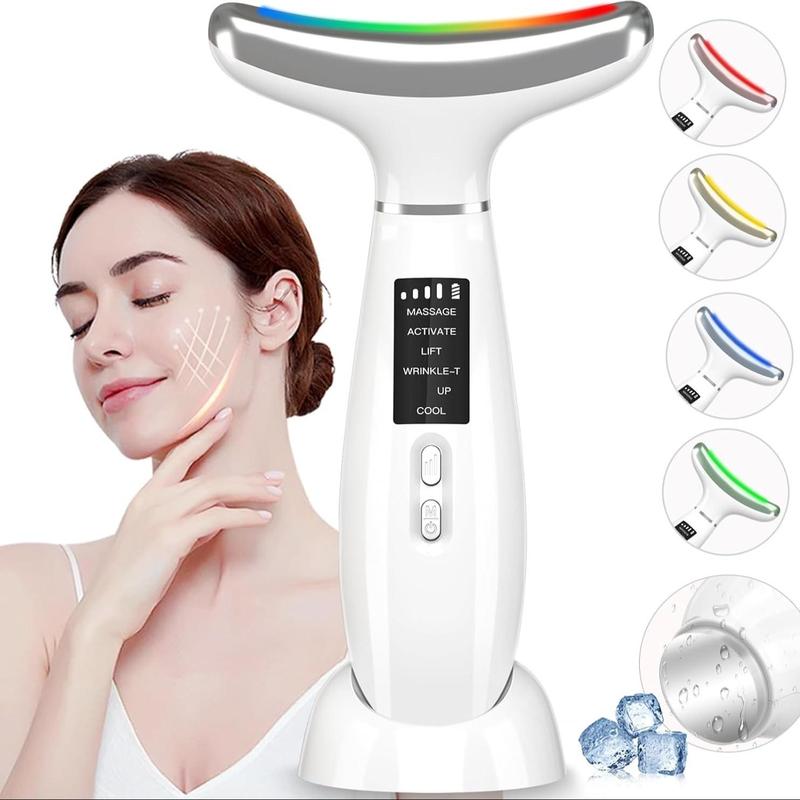 Ice Cooling Hot Compress Neck Face Massager with 6 Modes & 4 Intensity Levels, Heating Cold Eye Facial Lifting Tool for Skin Care