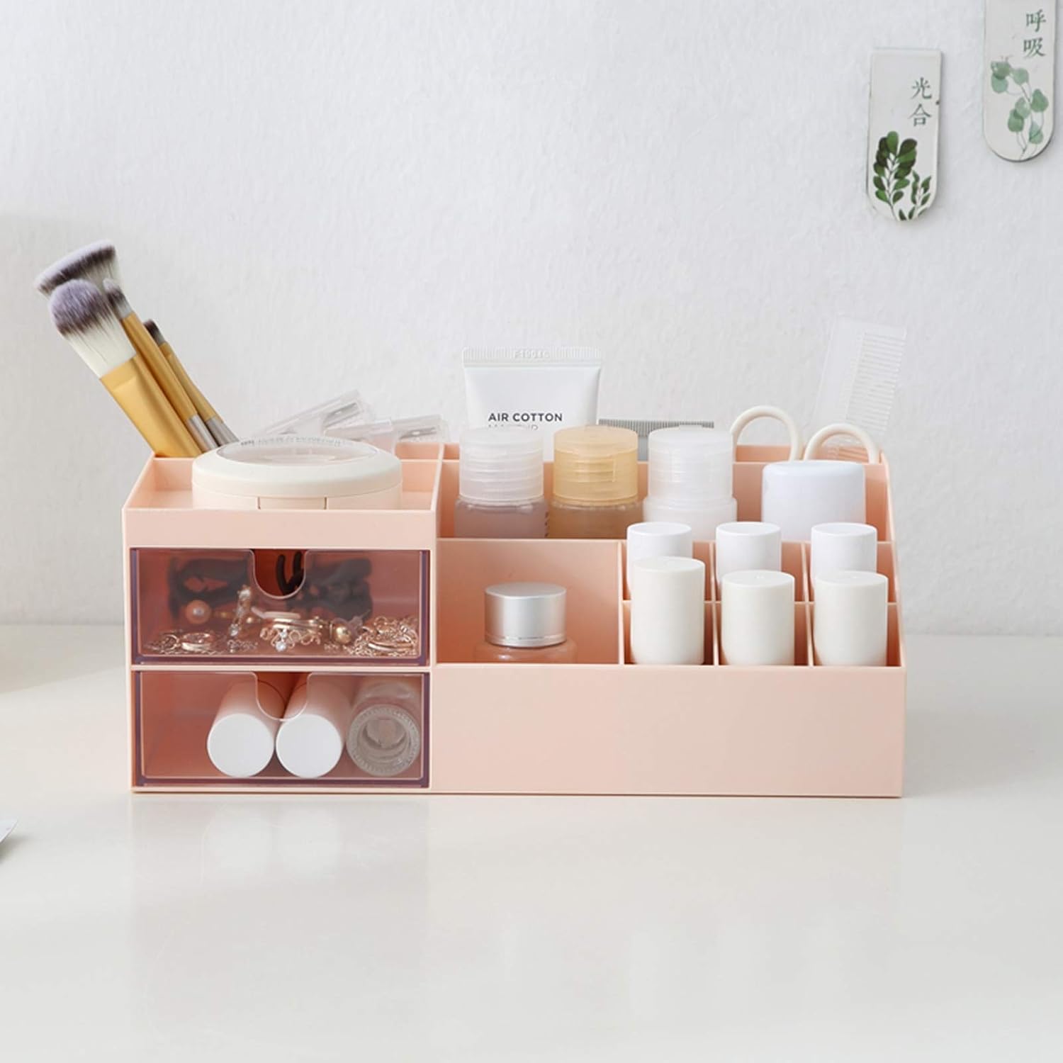 Transparent Durable Synthetic Mini Size Makeup Organizer, Multi-Purpose Desk Box for Dresser or Bathroom Counter