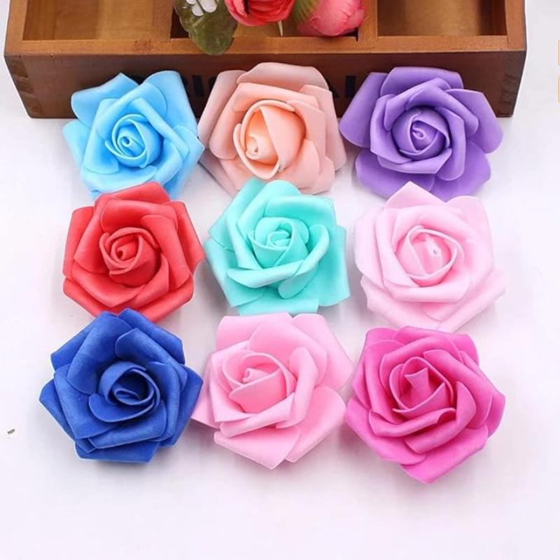 Artificial Rose Flower Heads Real Looking,Stemless Rose Artificial Flower Heads,DIY Real Touch 3D Artificial Foam Rose Head Without Stem for Wedding Party Home Decoration,Fake Roses Flowers Foam Blush Roses for DIY Wedding Centerpieces Party Baby Shower B