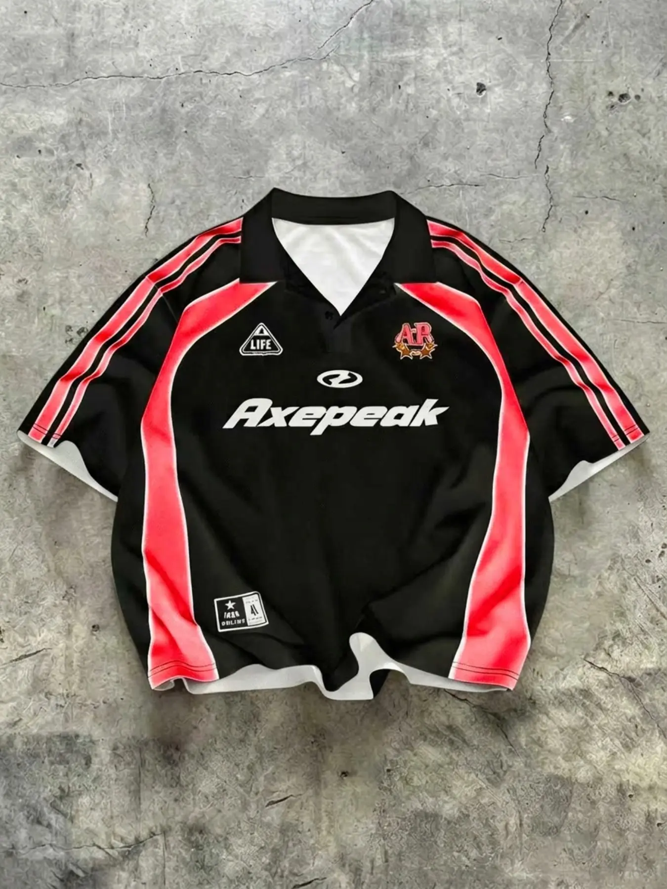 90s Retro White & Red Striped Oversized Soccer Jersey, Y2K Vintage