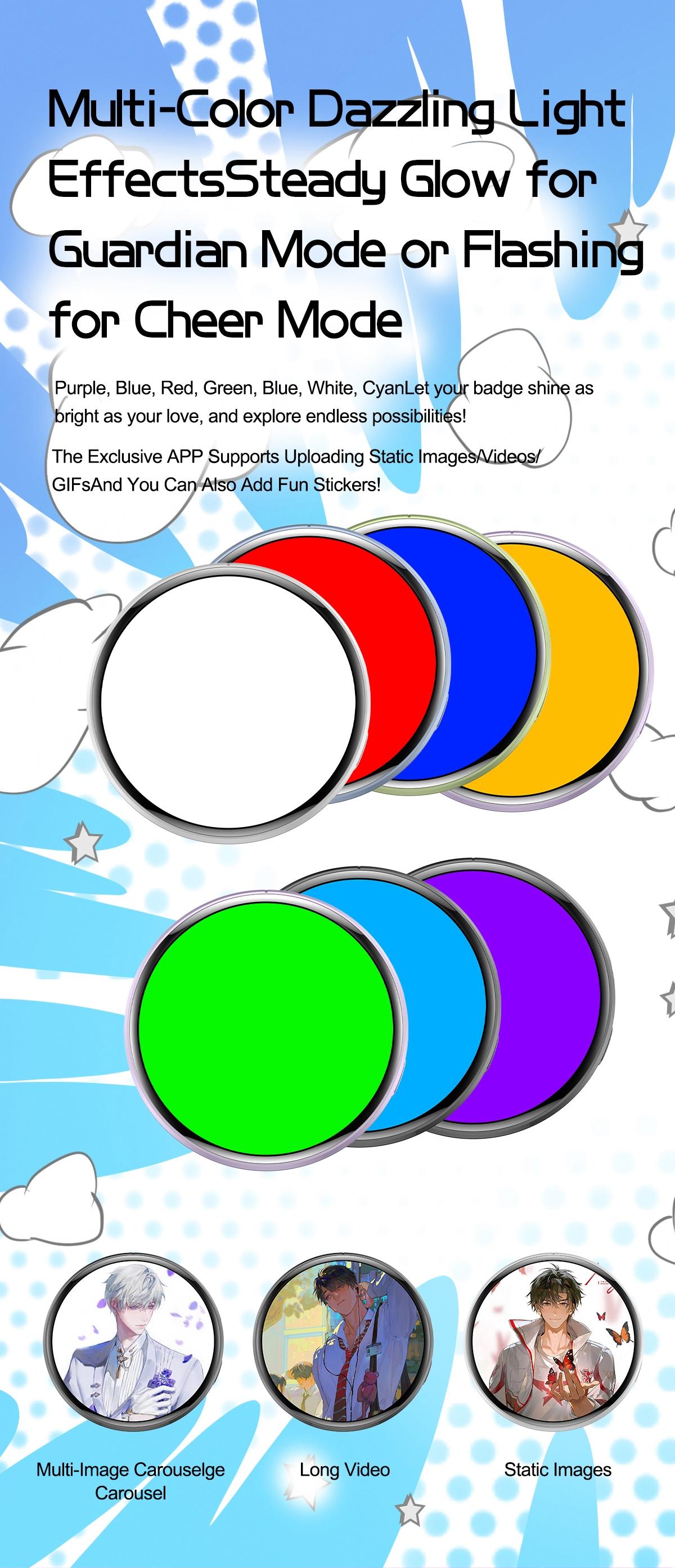 Electronic beep, mini screen projection, anime-themed accessories, 2D anime-style food beep electronic badges, authentic Bluetooth smart electronic photo album.