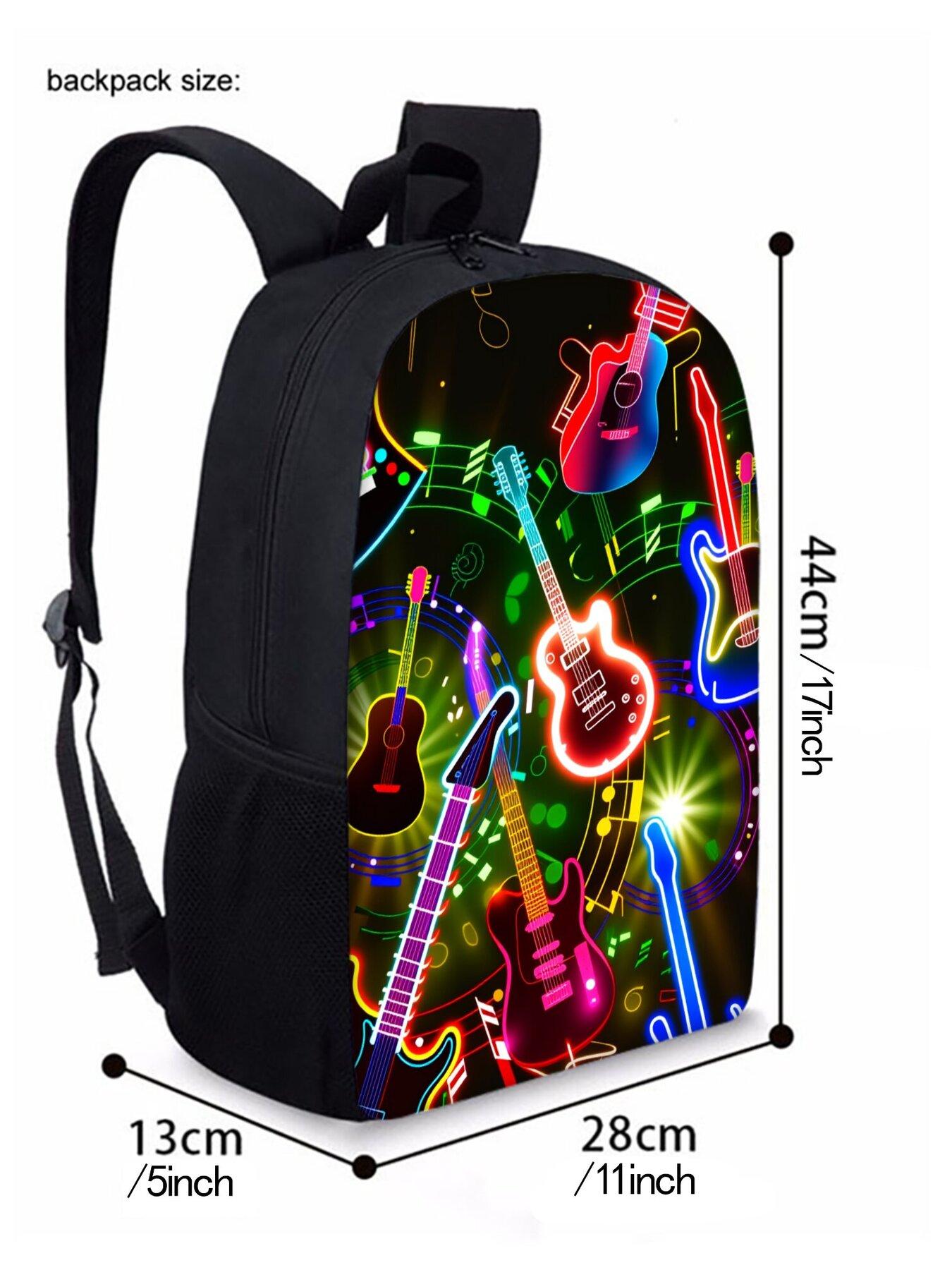Cyberpunk Guitar Pattern Print Single-Layer Backpack