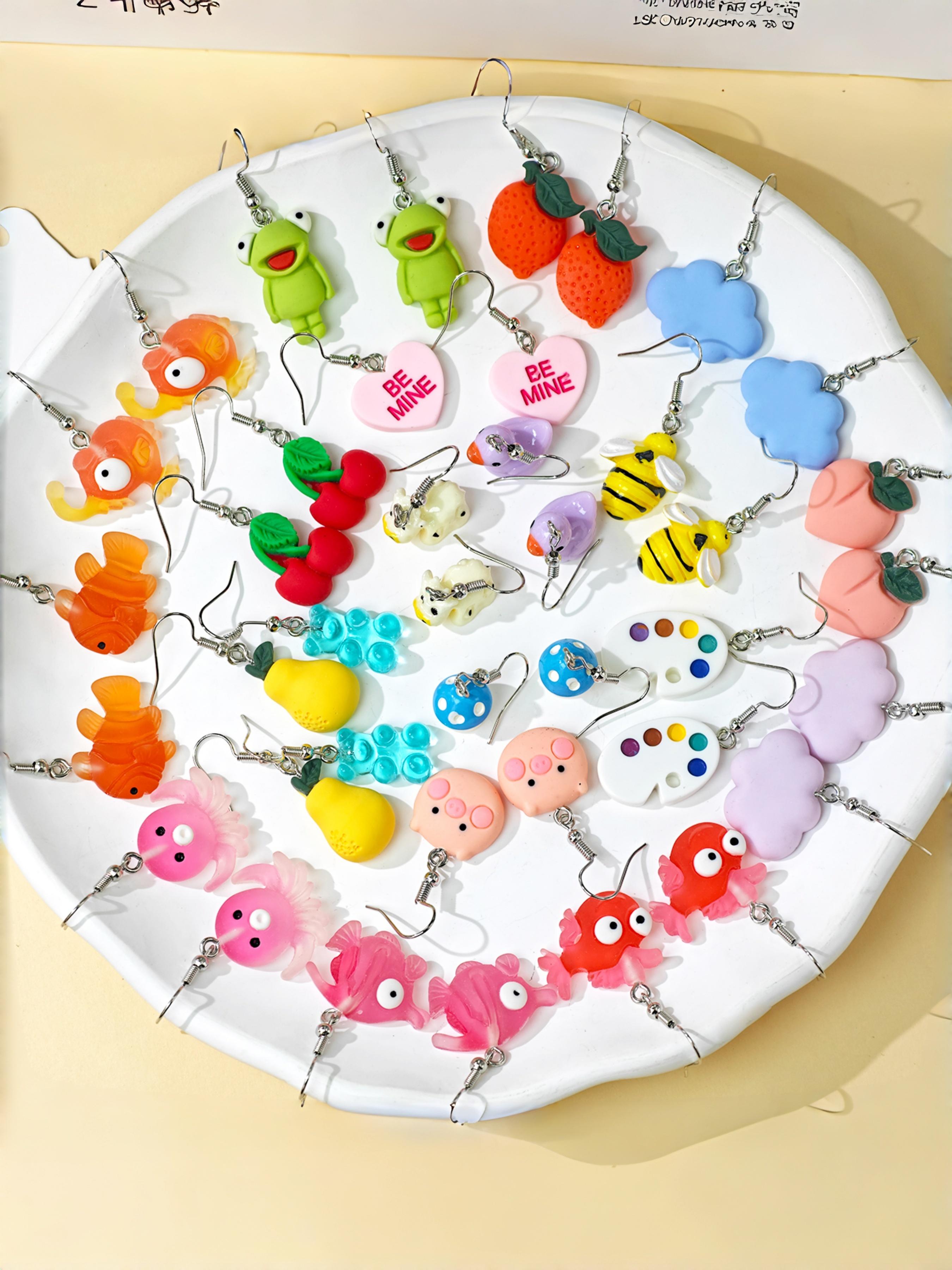 40pcs Colorful Women's Earring Set, Ocean Life Fruit Mini Style, Daily Wear Jewelry, Cute Design, Dangle Earrings, All Seasons