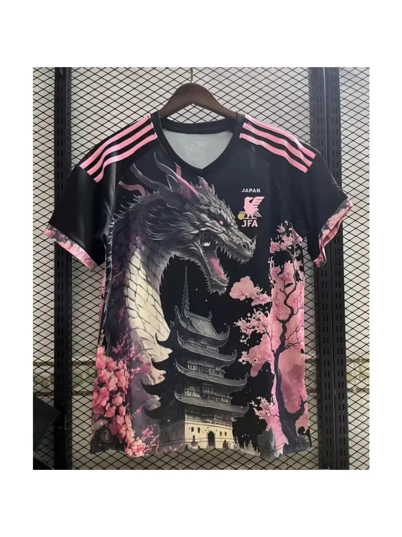 Team Special Edition 3D Custom Dragon Head Cherry Blossom Print Football Fan T-Shirt. Suitable for sports fitness, daily casual fashion, and lightweight wear.