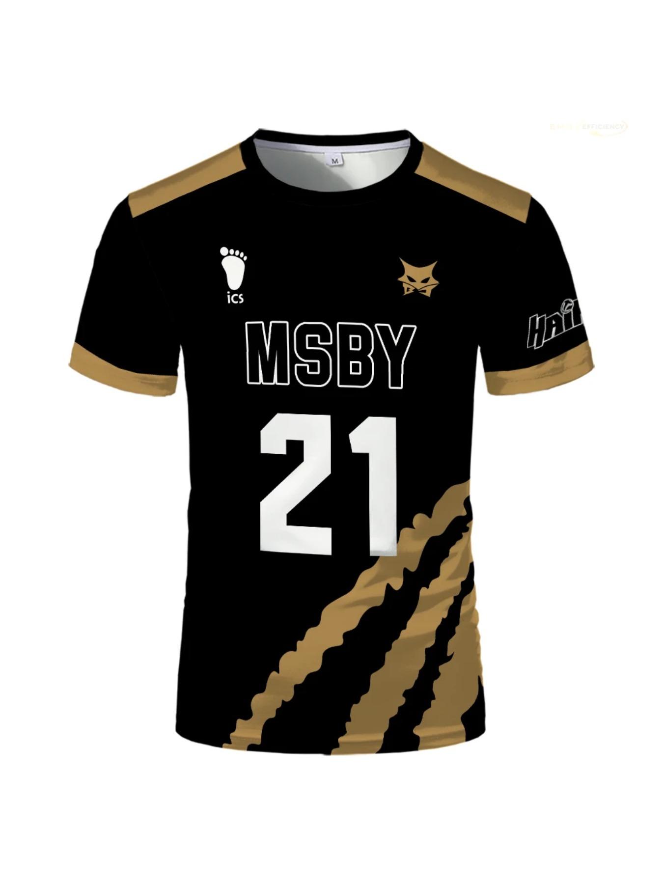 Summer Hinata Shoyo Black Jackal Volleyball Shirt T-shirt Haikyuu MSBY Shirt 3D Printed T-shirt Street Sports Oversized Top