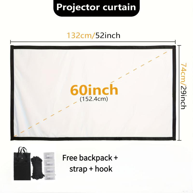 4K 100-inch/60-inch 3D projection screen, suitable for home theater and outdoor/indoor projectors, portable and foldable 4K screen, a must-have 4K screen for projectors, making projections clearer